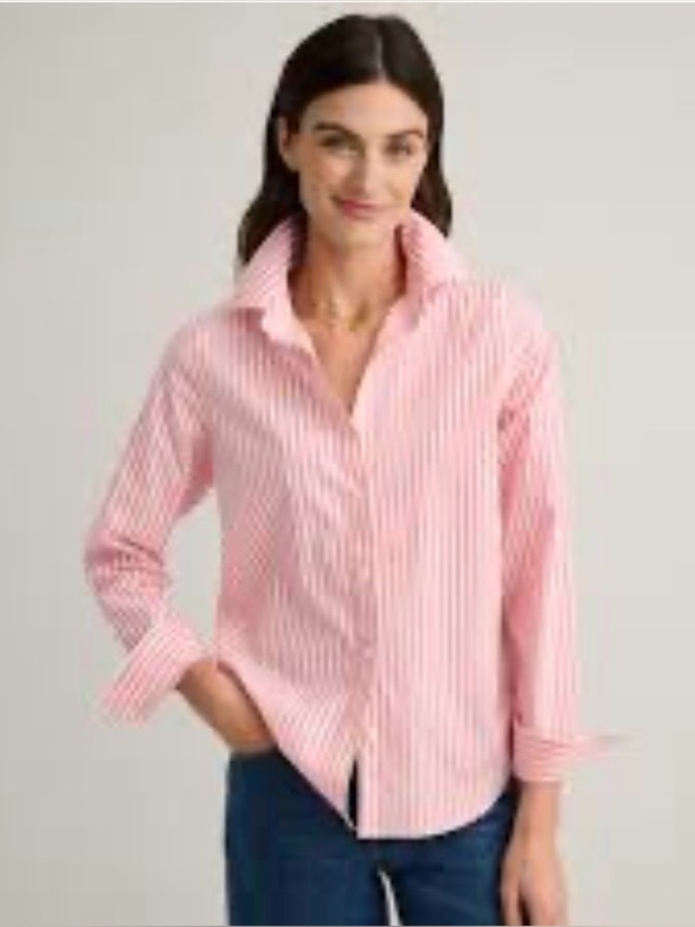 Untuck it Coral  Pink Button-Up Women's Shirt-8 cotton no iron